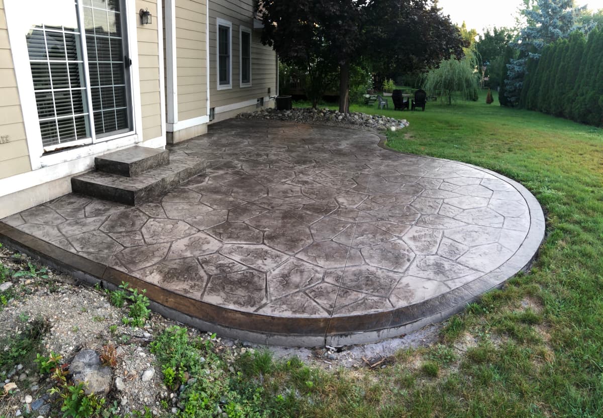 Stamped Patio with Built-In Fire Pit