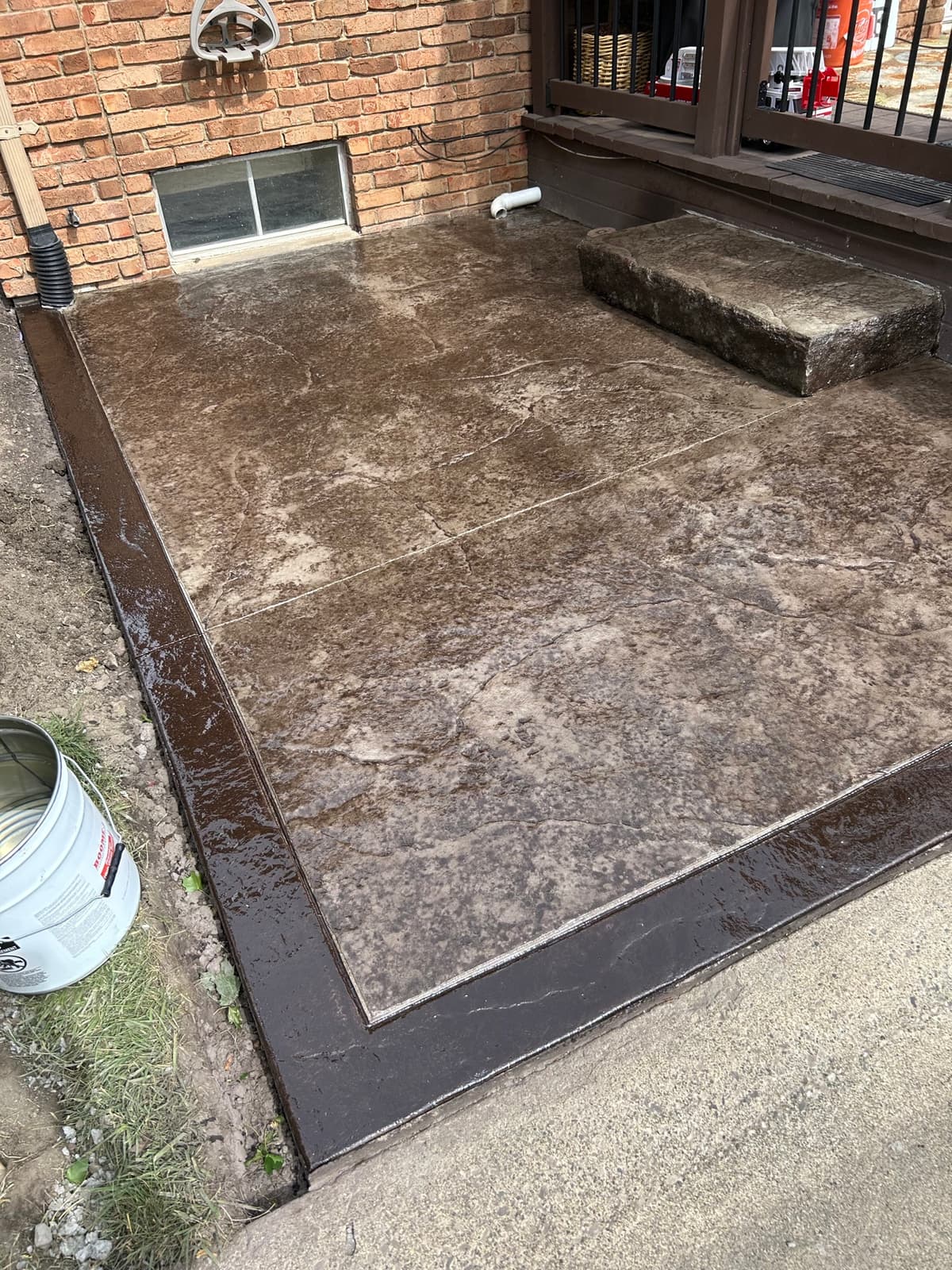 Stamped Patio with Built-In Fire Pit
