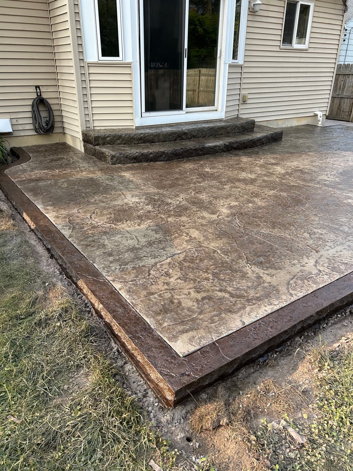 Stamped Patio with Built-In Fire Pit